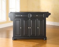 KF30004ABK Black Kitchen Island with Black Granite Top - Alexandria