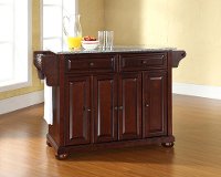KF30003AMA Mahogany Brown Kitchen Island with Gray Granite Top - Alexandria-1