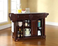 KF30003AMA Mahogany Brown Kitchen Island with Gray Granite Top - Alexandria-2