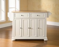 KF30001AWH White Kitchen Island with Natural Top - Alexandria