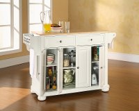 KF30001AWH White Kitchen Island with Natural Top - Alexandria-2