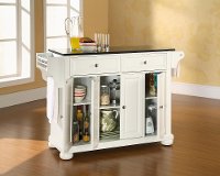 KF30004AWH White Kitchen Island with Black Granite Top - Alexandria-2