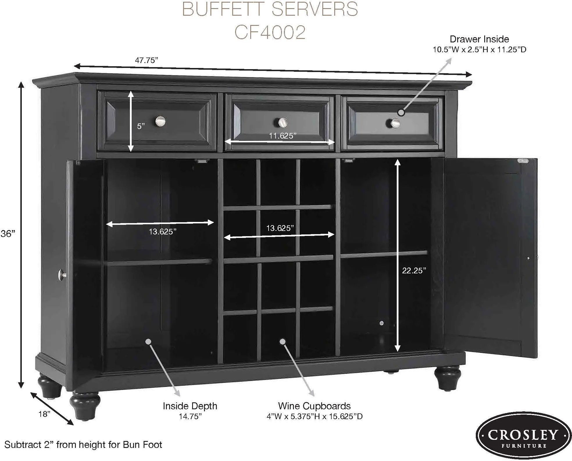 KF42001ACH Cherry Wine Buffet Server - Alexandria -2