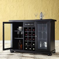 KF40002ABK Black Sliding Top Bar Cabinet - Alexandria -3