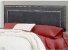 1638HQRA Pewter Upholstered Queen Headboard - Amber