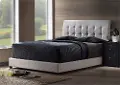 Contemporary White Queen Upholstered Bed - Lusso