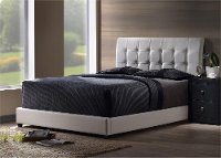 1283BQR Contemporary White Queen Upholstered Bed - Lusso