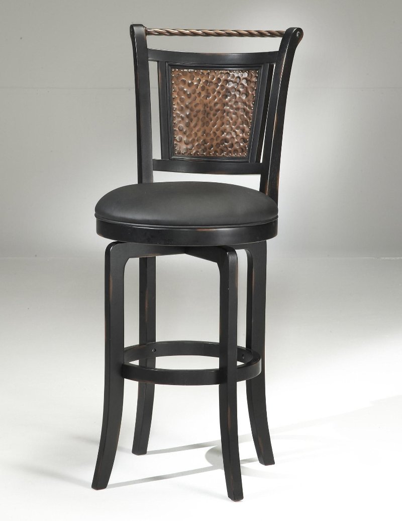 Copper Metal Back Black Wood Frame Swivel Bar Stool Norwood Rc Willey Furniture Store