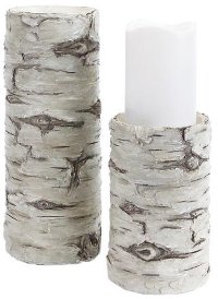 6 Inch Antique White Birch Candle Holder