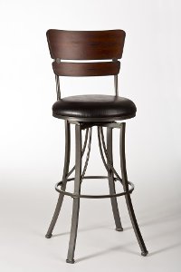 5097-826 Cherry Wood and Black Swivel Counter Height Stool - Santa Monica