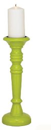 Green 15 Inch Wood Enamel Pillar Candle Holder