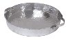 Hammered Aluminum Deep Round Tray with Handles