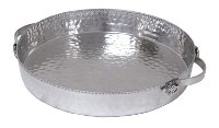Hammered Aluminum Deep Round Tray with Handles