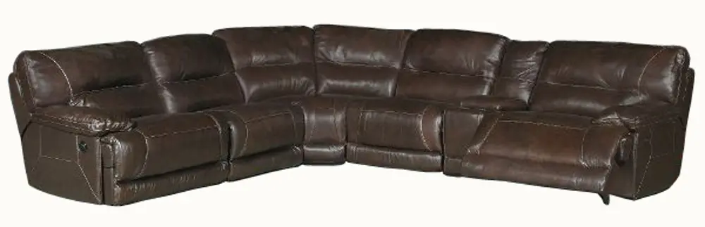 Brown Leather-Match 6 Piece Right Chaise Power Reclining Sectional - Dylan-1