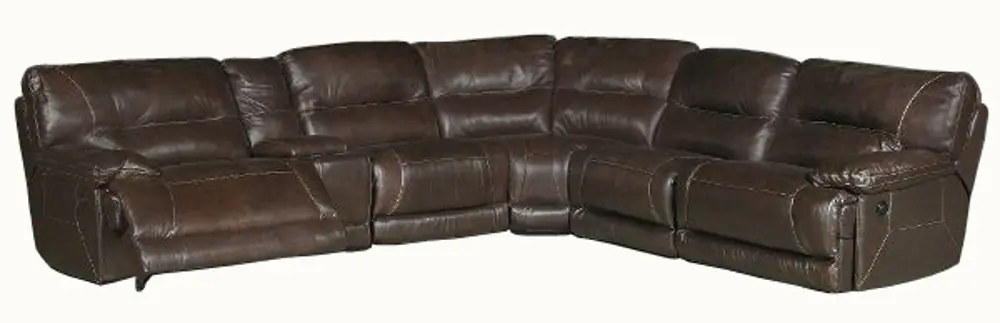 Brown Leather-Match 6 Piece 3x Power Reclining Sectional - Dylan-1