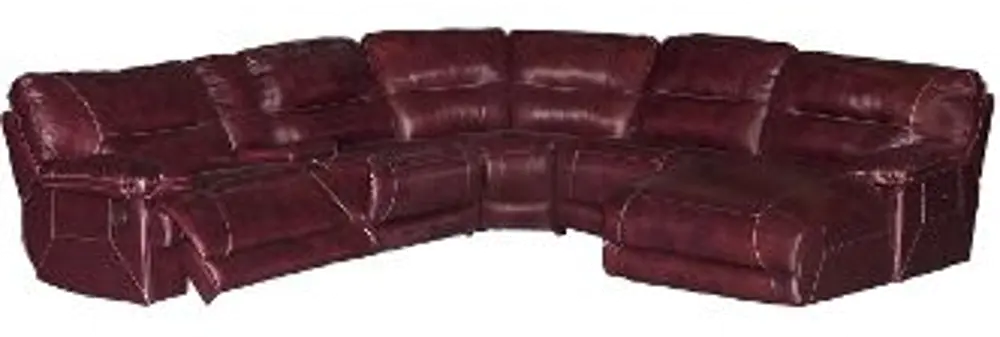 Burgundy Leather-Match 6 Piece Right 3x Power Sectional - Dylan-1