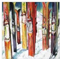 Alpine Multi Color Skis Canvas Wall Art