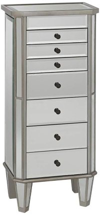 Silver and Mirrored Jewelry Armoire