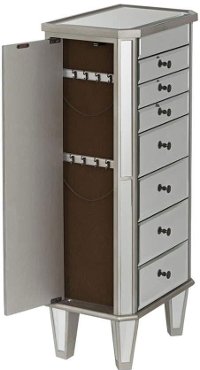 Silver and Mirrored Jewelry Armoire-2