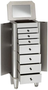 Silver and Mirrored Jewelry Armoire-3