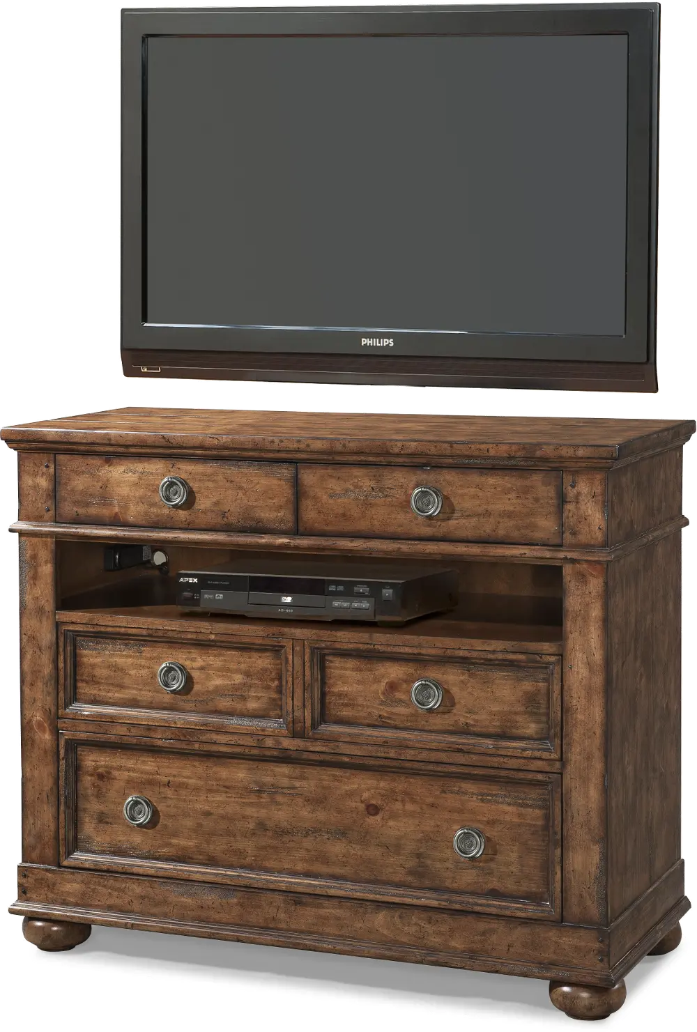 Southern Pines Antique Umber TV Chest of Drawers-1