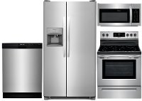 KIT Frigidaire 4 Piece Electric Kitchen Appliance Package with Side by Side Refrigerator - Stainless Steel