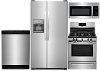 KIT Frigidaire 4 Piece Gas Kitchen Appliance Package with Side by Side Refrigerator - Stainless Steel
