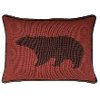 Clearance Deep Red Knit Bear Throw Pillow with Brown Piping