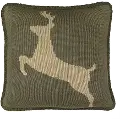 Green Knit Deer Throw Pillow