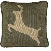 Green Knit Deer Throw Pillow
