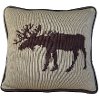 Clearance Brown Knit Moose Throw Pillow with Brown Piping