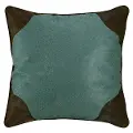 Tooled Turquoise and Brown Faux Leather Throw Pillow - Calhoun