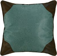 Tooled Turquoise and Brown Faux Leather Throw Pillow - Calhoun