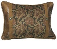 Rectangular Printed Velvet & Faux Leather Throw Pillow