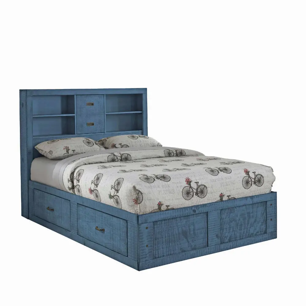 Phoenix Blue Twin Storage Bed-1