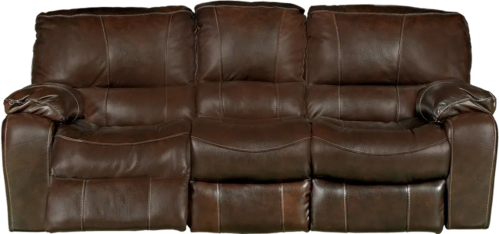 Brown Leather-Match Reclining Sofa - Cameron Collection-1
