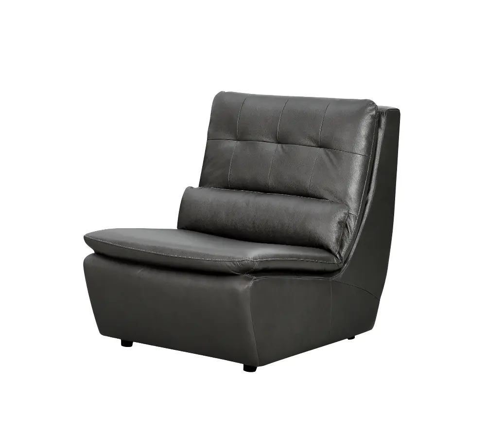 Gray Armless Leather Recliner-1