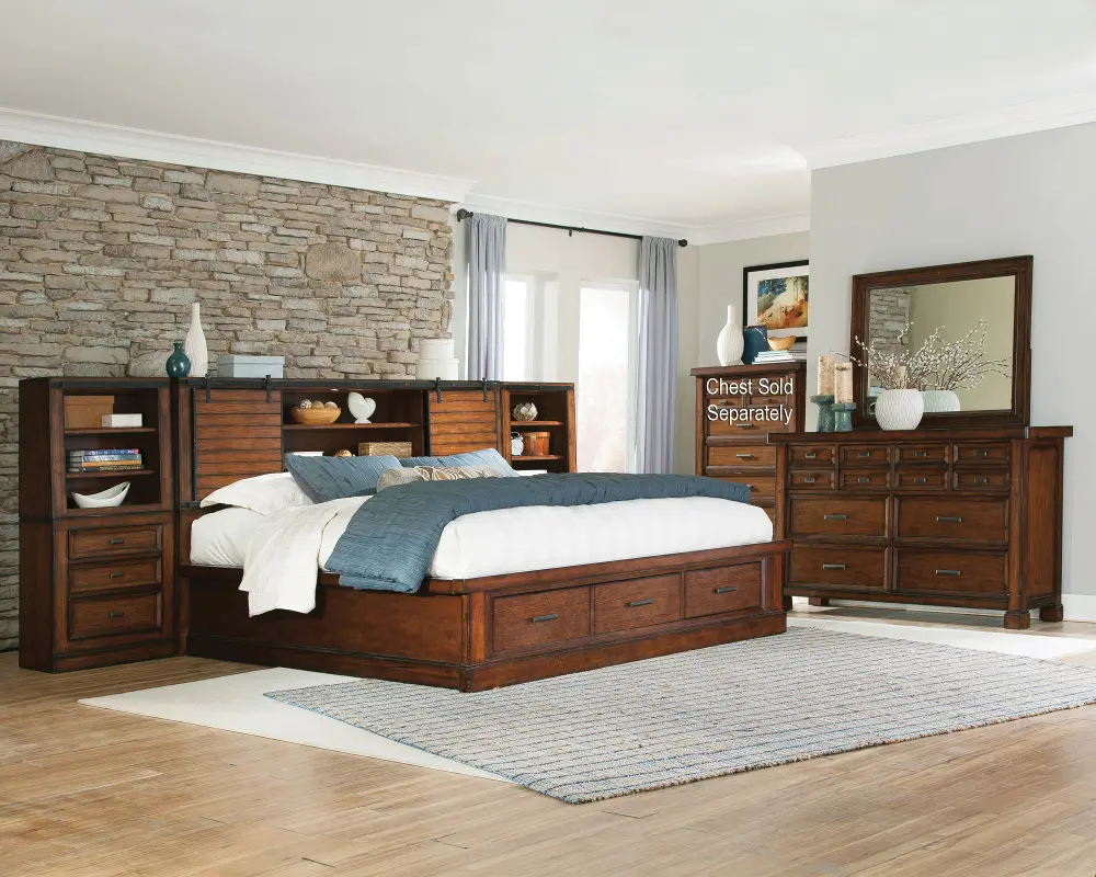 Vintage Oak Casual Rustic 7 Piece Bedroom Set-1