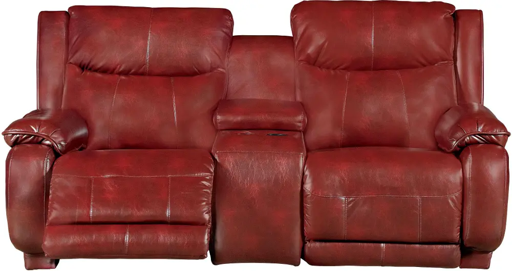 Velocity 81 Inch Cranberry Upholstered Power Reclining Loveseat-1