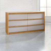 Pale Oak 6-Drawer Double Dresser - Soft Modern