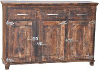 Brown Reclaimed Wood 3-Door Sideboard