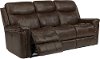 Brown Leather-Match Power Reclining Sofa - Grover