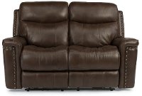 Brown Leather-Match Power Reclining Loveseat - Grover Collection