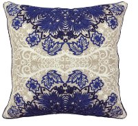 Dark Blue and Tan Cearra 18 Inch Throw Pillow