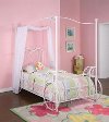 Carriage White Twin Canopy Bed - Princess