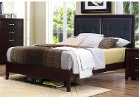 Contemporary Espresso and Black Full Upholstered Bed - Edina