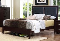 Espresso and Black Queen Upholstered Bed - Edina