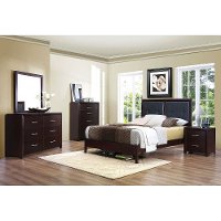 Contemporary Casual Espresso 4 Piece Full Bedroom Set - Edina