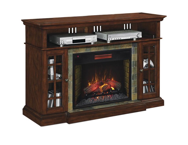 Cherry Brown Electric Fireplace Tv Stand Rc Willey Furniture Store