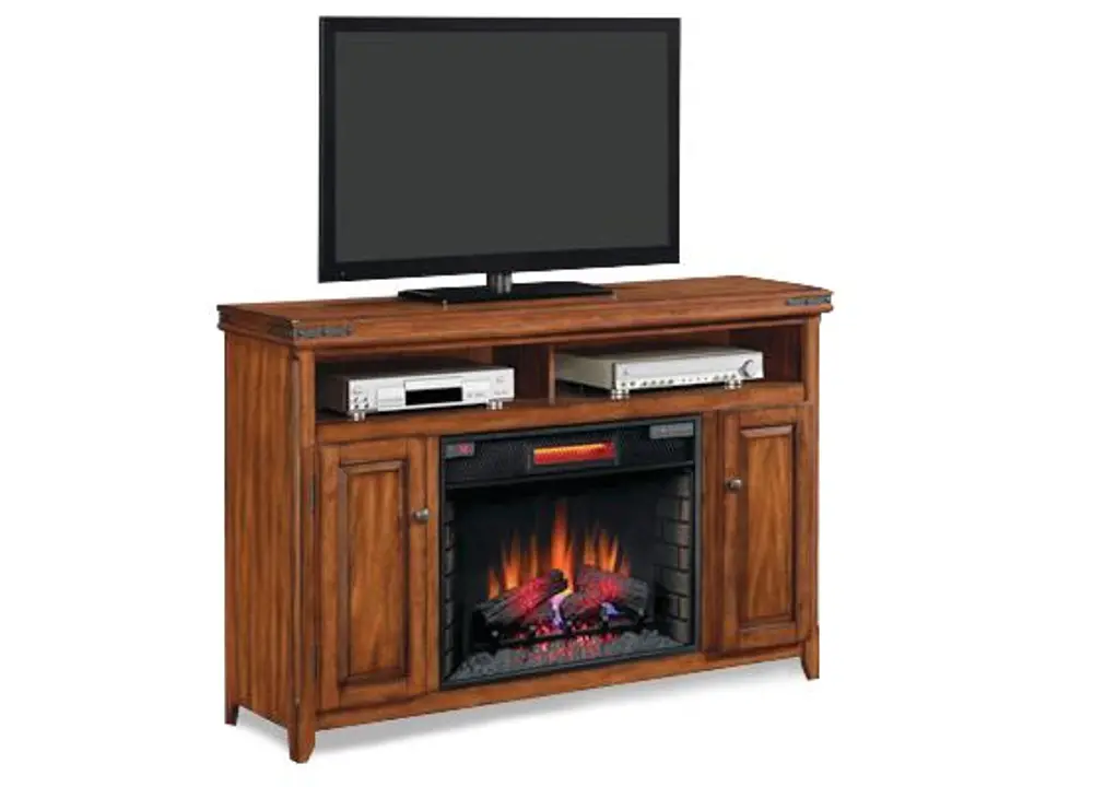58 Inch Infrared Cherry Brown Fireplace and TV Stand-1